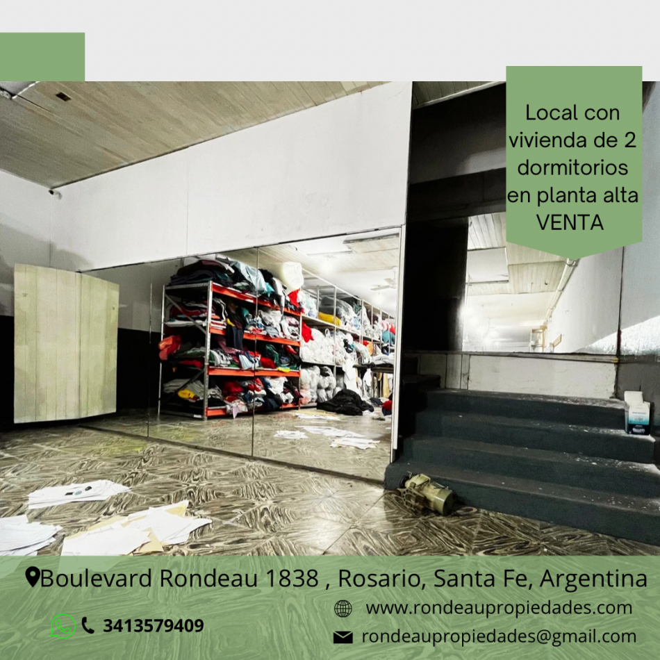 LOCAL CON VIVIENDA DE 2 DORMITORIOS EN PLANTA ALTA 